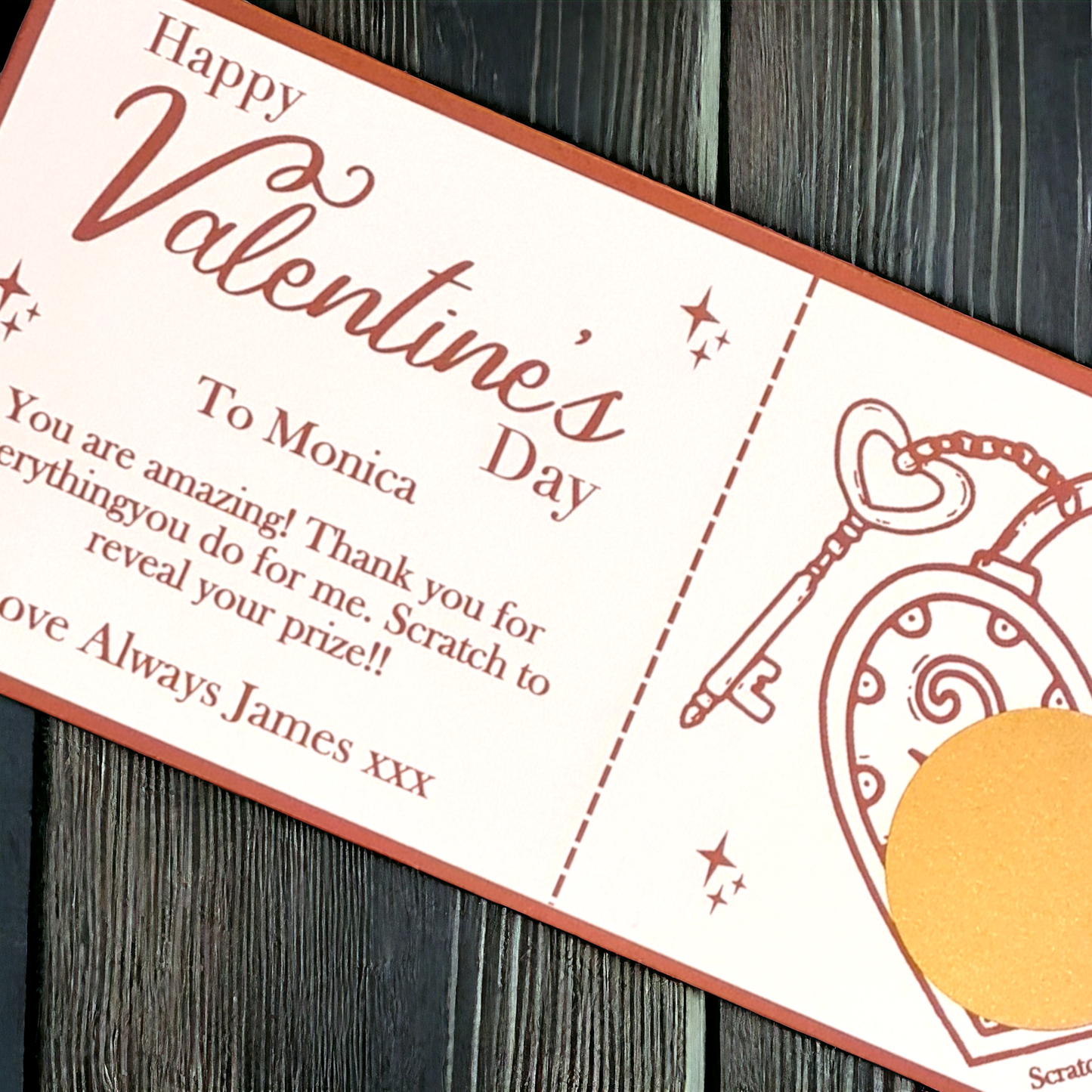 Valentine's Lock and Key Scratch Card
