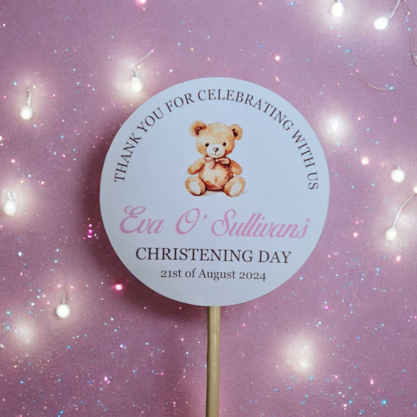 Christening Stickers Glossy- 2 sizes - (38mm & 48mm)