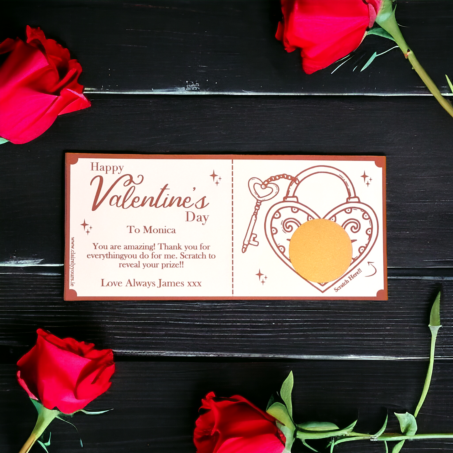 Valentine's Lock and Key Scratch Card