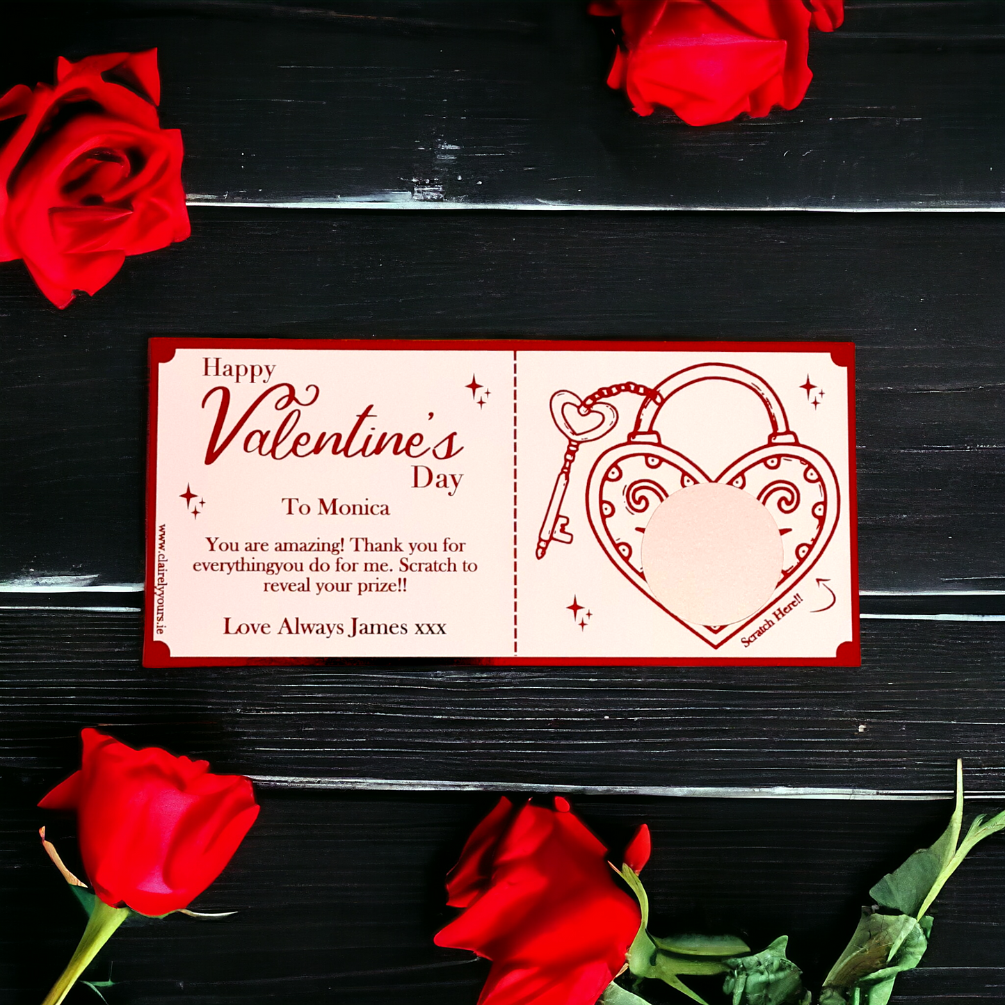 Valentine's Lock and Key Scratch Card