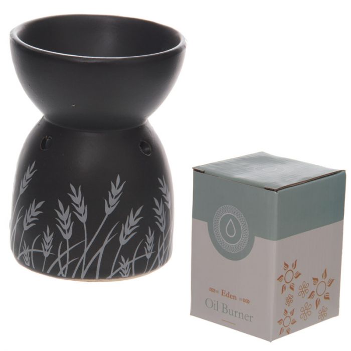 Eden Grass Design Black Ceramic Wax Burner