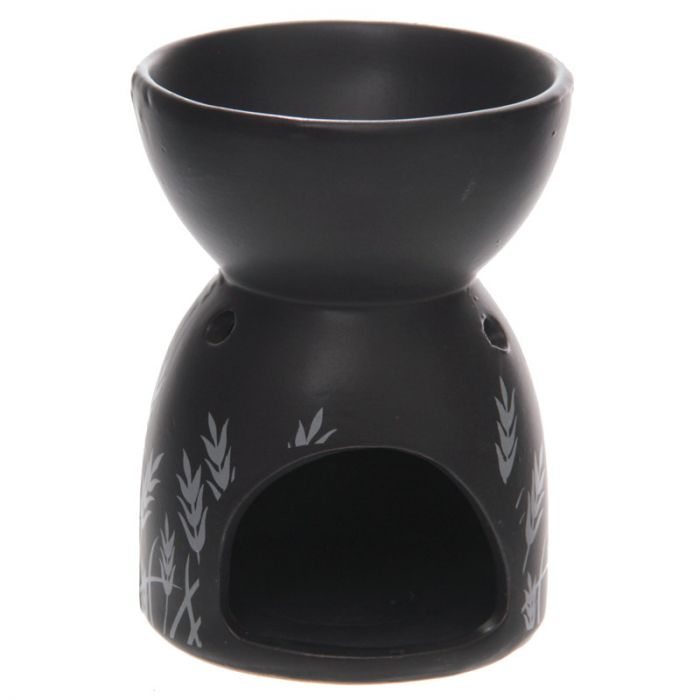 Eden Grass Design Black Ceramic Wax Burner