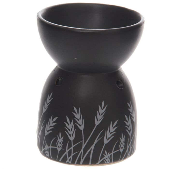 Eden Grass Design Black Ceramic Wax Burner