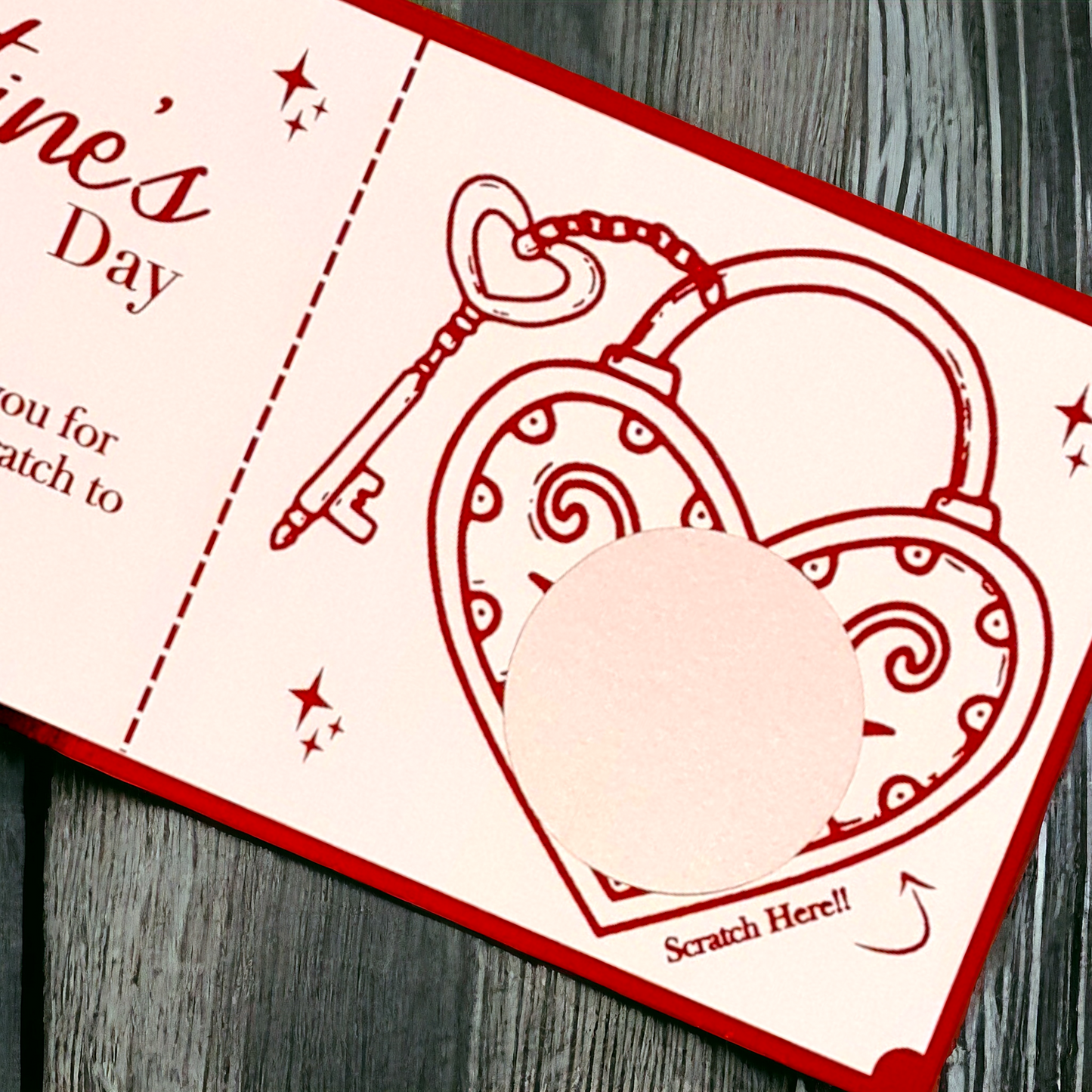 Valentine's Lock and Key Scratch Card
