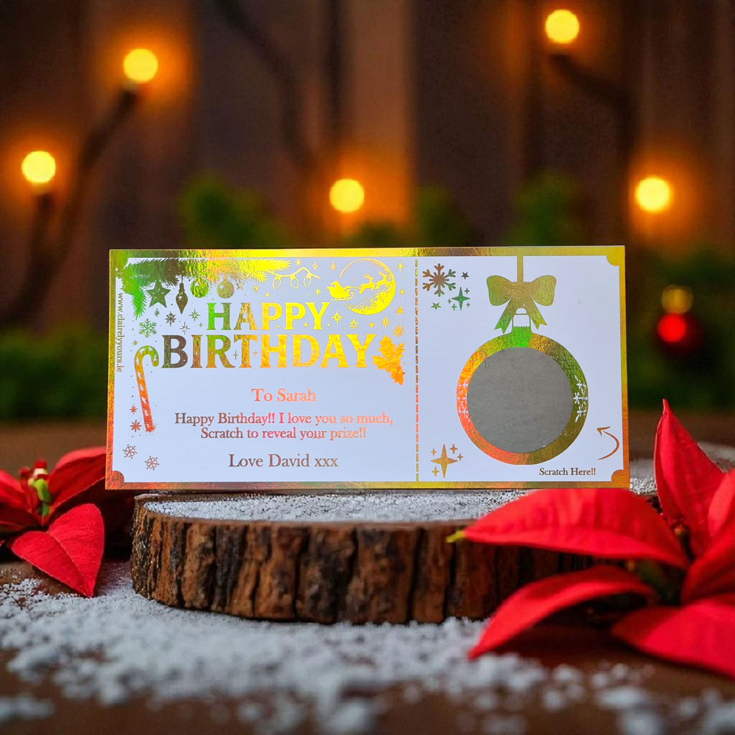 Christmas Themed Birthday Scratch Card