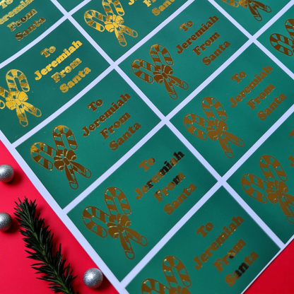 24 x Personalised Santa Claus Stickers – Foiled Christmas Gift Labels