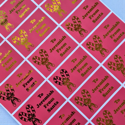24 x Personalised Santa Claus Stickers – Foiled Christmas Gift Labels