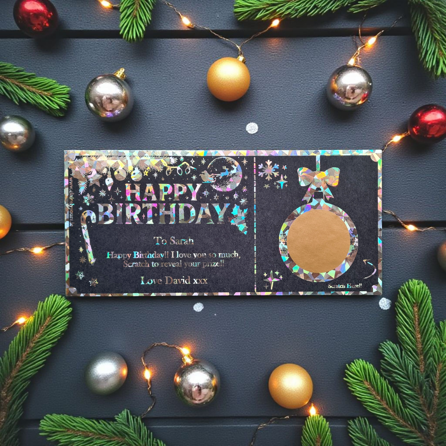 Christmas Themed Birthday Scratch Card