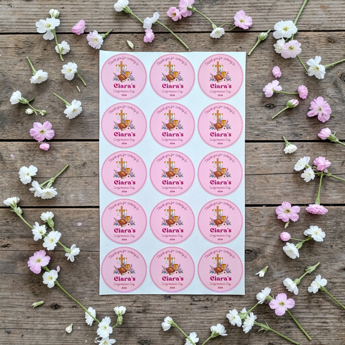 Personalised Confirmation Thank You Stickers - Glossy