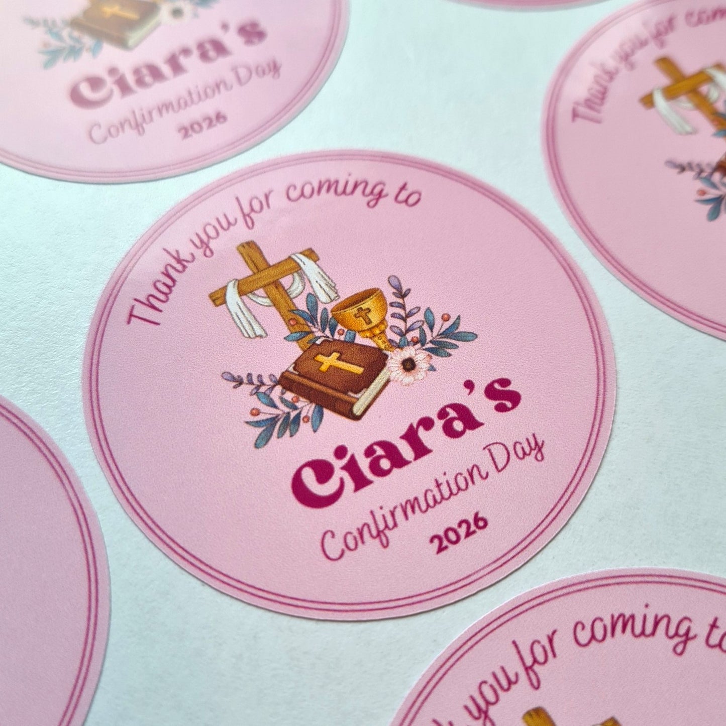 Personalised Confirmation Thank You Stickers - Glossy