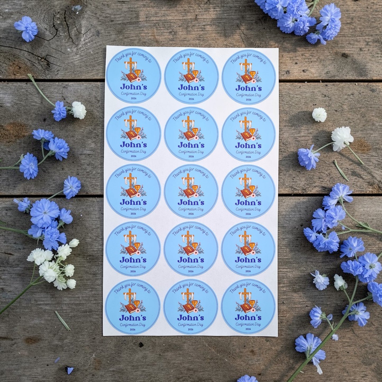 Personalised Confirmation Thank You Stickers – Glossy