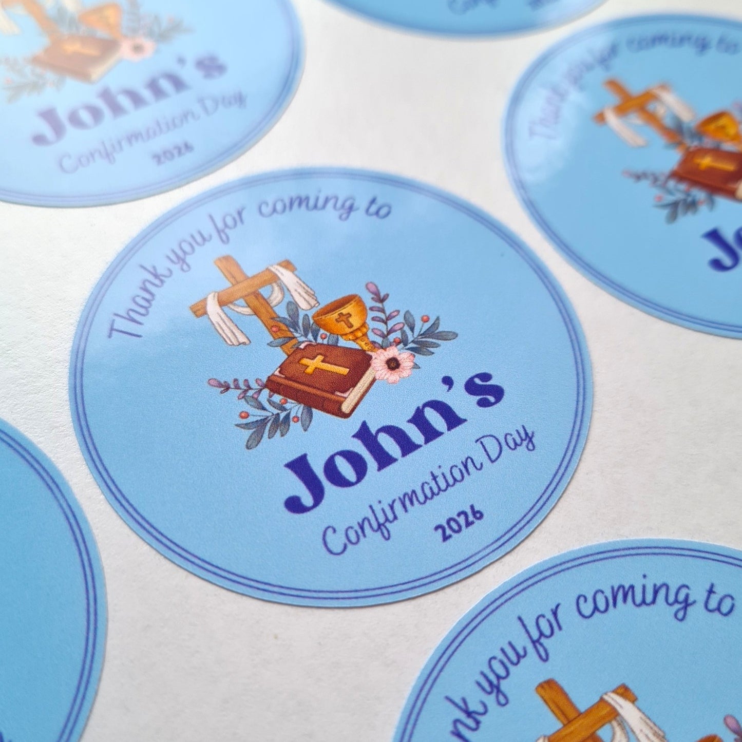 Personalised Confirmation Thank You Stickers – Glossy