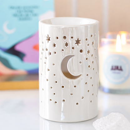 Iridescent White Moon Pillar Wax Burner