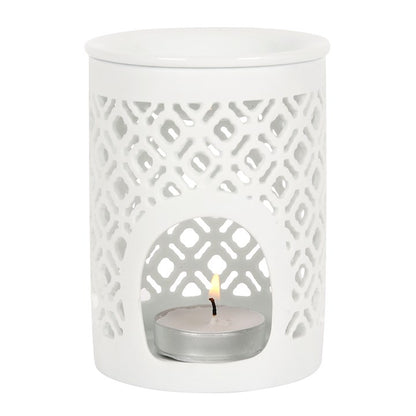 White Matte Lattice Cut Wax Burner
