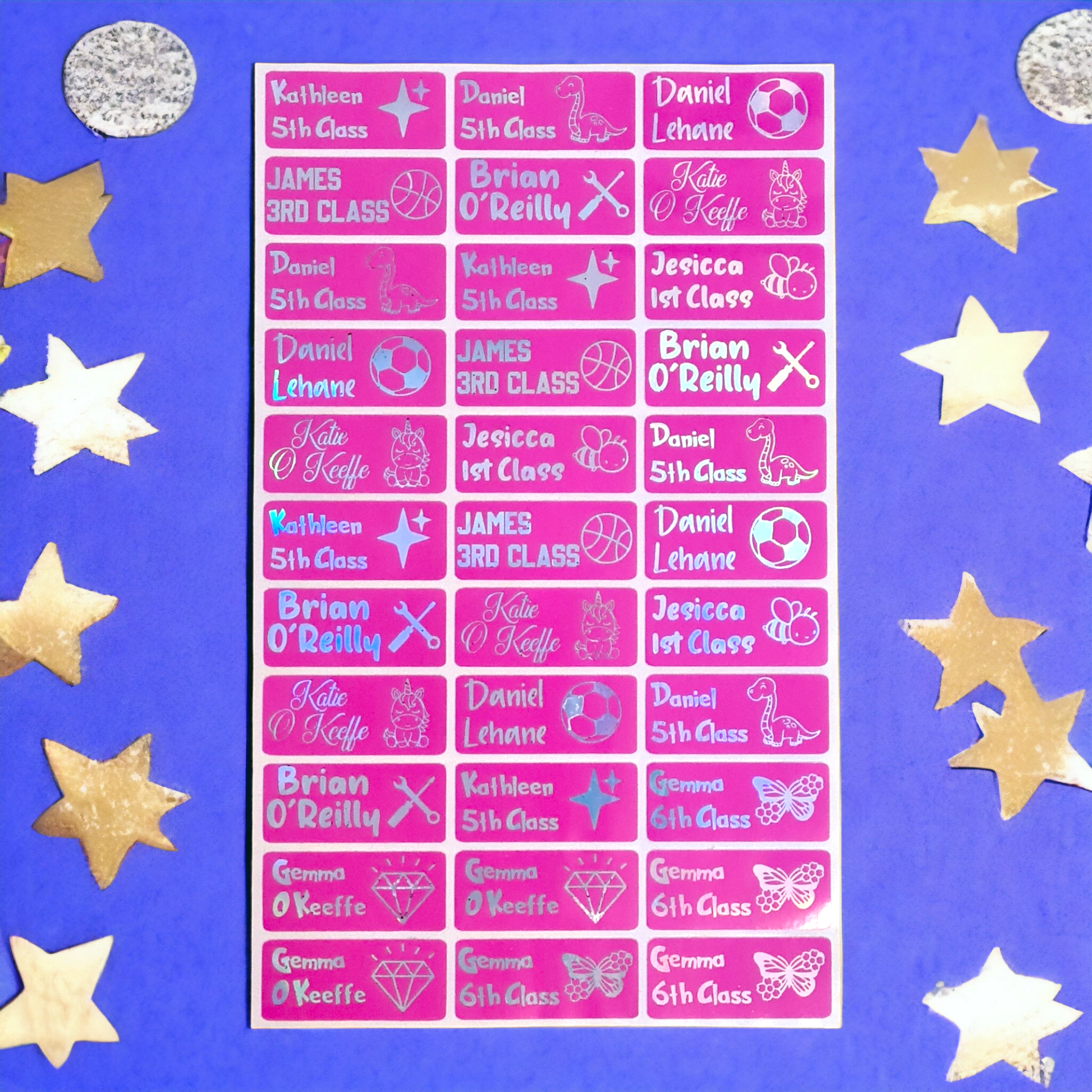 Foiled Glossy Name Sticker Sheet