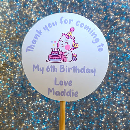Birthday Stickers Glossy- 2 sizes - (38mm & 48mm)