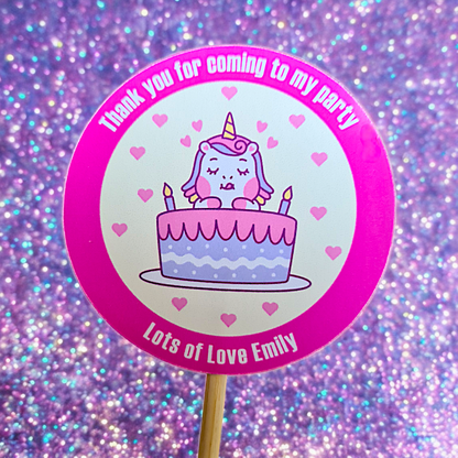 Birthday Stickers Glossy- 2 sizes - (38mm & 48mm)
