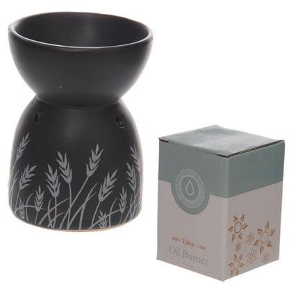 Eden Grass Design Black Ceramic Wax Burner