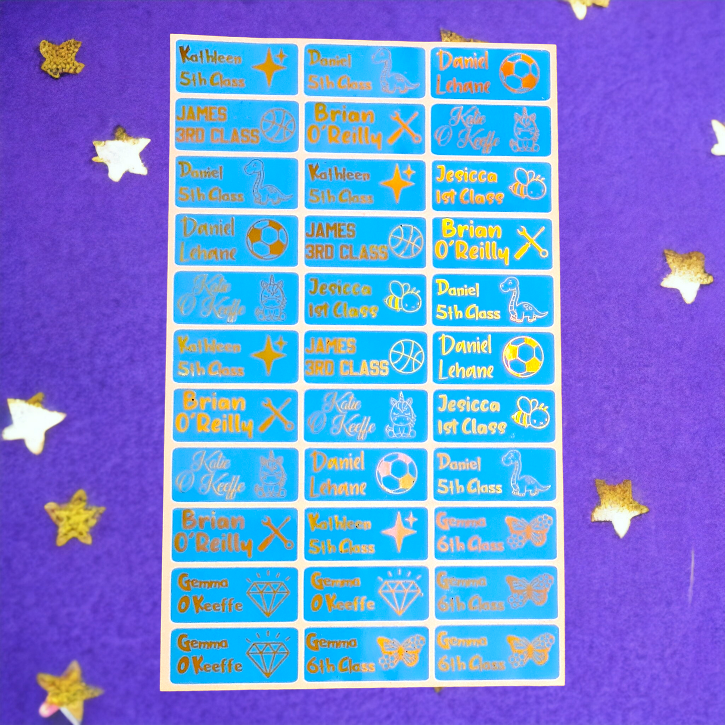 Foiled Glossy Name Sticker Sheet