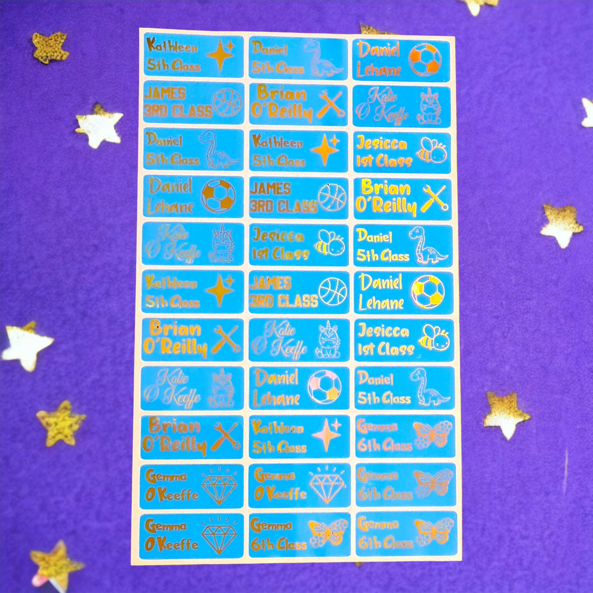 Foiled Glossy Name Sticker Sheet