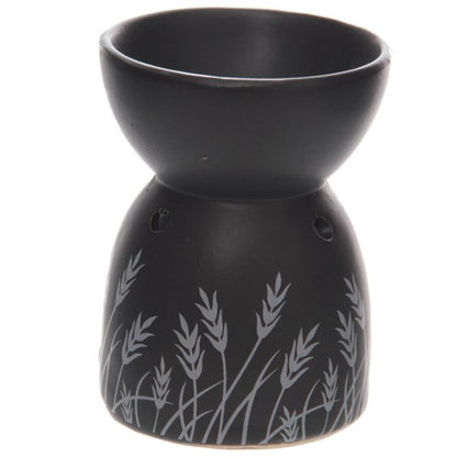 Eden Grass Design Black Ceramic Wax Burner