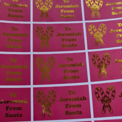 24 x Personalised Santa Claus Stickers – Foiled Christmas Gift Labels