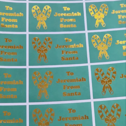 24 x Personalised Santa Claus Stickers – Foiled Christmas Gift Labels